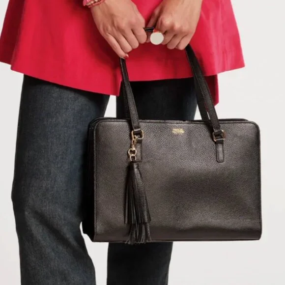 NWT Frances Valentine Sami Tote Tumbled Leather Black The Perfect